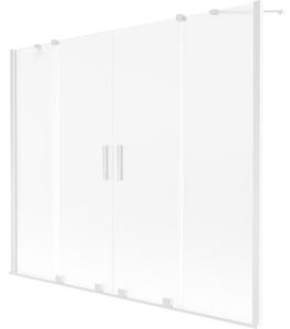 Mexen Velar Duo, 2-krídlová posuvná vaňová zástena 180 x 150 cm, 8mm sklo námraza, biela matná, 896-180-000-32-20