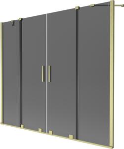 Mexen Velar Duo, 2-krídlová posuvná vaňová zástena 180 x 150 cm, 8mm šedé sklo, zlatá matná, 896-180-000-42-55