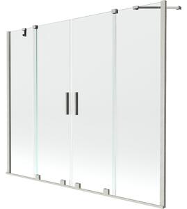 Mexen Velar Duo, posuvná 2-krídlová vaňová zástena 170x150 cm, 8mm číre sklo, brúsený nikel, 896-170-000-02-97