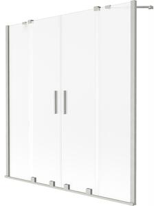 Mexen Velar Duo, 2-krídlová posuvná vaňová zástena 150 x 150 cm, 8mm sklo námraza, brúsená oceľ, 896-150-000-32-97
