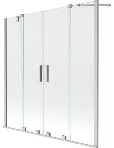 Mexen Velar Duo, 2-krídlová posuvná vaňová zástena 150 x 150 cm, 8mm číre sklo, brúsená oceľ, 896-150-000-02-97