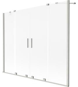 Mexen Velar Duo, 2-krídlová posuvná vaňová zástena 180 x 150 cm, 8mm sklo námraza, brúsená oceľ, 896-180-000-32-97