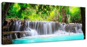 Gario Obraz s hodinami Nádherný vodopád v Thajsku Veľkosť: 60 x 40 cm