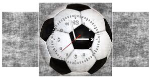 Obraz s hodinami Futbalová lopta - 3 dielny Rozmery: 80 x 40 cm