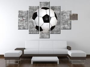 Obraz s hodinami Futbalová lopta - 5 dielny Rozmery: 150 x 105 cm