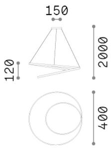 Závesné svietidlo LED 3000K mosadzná IP20 Ideal Lux OZ 364971