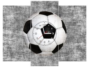 Obraz s hodinami Futbalová lopta - 3 dielny Rozmery: 80 x 40 cm