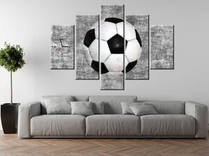 Obraz s hodinami Futbalová lopta - 5 dielny Rozmery: 150 x 105 cm