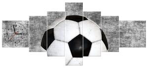 Obraz s hodinami Futbalová lopta - 7 dielny Rozmery: 160 x 70 cm