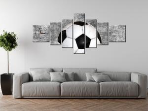 Obraz s hodinami Futbalová lopta - 7 dielny Rozmery: 160 x 70 cm