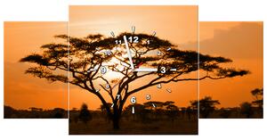 Obraz s hodinami Nádherná africká krajina - 3 dielny Rozmery: 30 x 90 cm
