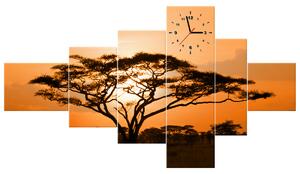 Gario Obraz s hodinami Nádherná africká krajina Veľkosť: 180 x 100 cm