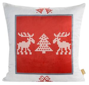 Metráž VIANOČNA OBLIEČKA NA VANKÚŠ NOEL 60X60 CM BIELOČERVENÁ