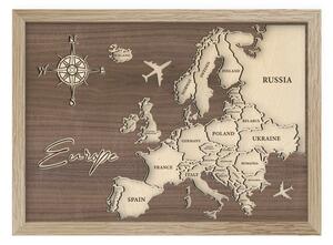 Drevko Drevená cestovateľská mapa Európy