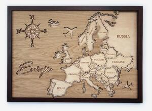 Drevko Drevená cestovateľská mapa Európy