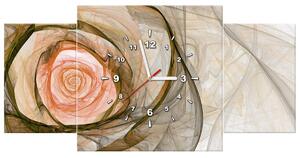 Obraz s hodinami Nádherná ruža fraktál - 3 dielny Rozmery: 90 x 70 cm