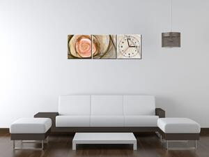 Obraz s hodinami Nádherná ruža fraktál - 3 dielny Rozmery: 80 x 40 cm