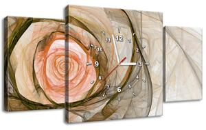 Obraz s hodinami Nádherná ruža fraktál - 3 dielny Rozmery: 90 x 30 cm