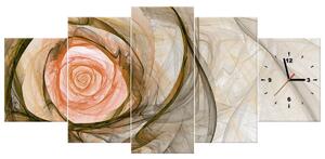 Obraz s hodinami Nádherná ruža fraktál - 5 dielny Rozmery: 150 x 70 cm