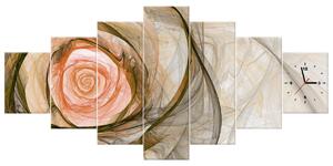Obraz s hodinami Nádherná ruža fraktál - 7 dielny Rozmery: 210 x 100 cm