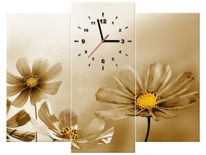 Obraz s hodinami Kvetnatá krása - 3 dielny Rozmery: 90 x 30 cm