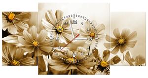 Obraz s hodinami Kvetnatá krása - 3 dielny Rozmery: 90 x 70 cm