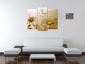 Obraz s hodinami Kvetnatá krása - 3 dielny Rozmery: 80 x 40 cm