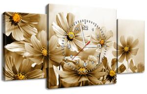 Obraz s hodinami Kvetnatá krása - 3 dielny Rozmery: 90 x 30 cm