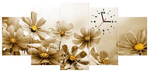 Obraz s hodinami Kvetnatá krása - 5 dielny Rozmery: 150 x 70 cm