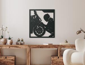 Drevko Drevený obraz Motorkár a jeho vášeň