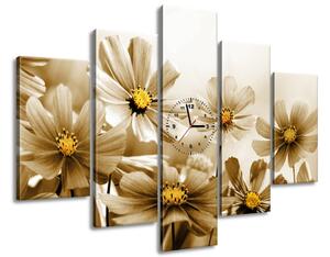 Obraz s hodinami Kvetnatá krása - 5 dielny Rozmery: 150 x 105 cm