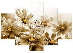 Obraz s hodinami Kvetnatá krása - 5 dielny Rozmery: 150 x 70 cm