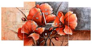 Obraz s hodinami Nádherný Vlčí mak - 3 dielny Rozmery: 90 x 30 cm