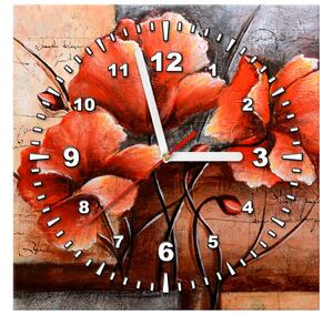 Obraz s hodinami Nádherný Vlčí mak Rozmery: 30 x 30 cm