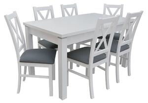 Stôl so stoličkami pre 6 osôb - RK099, Morenie: biela, Dostupné poťahy: ekokoža Soft 017 Mirjan24 5903211131271