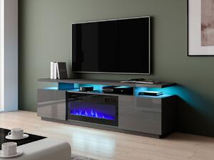 TV skrinka/stolík s krbom Aurora (Grafit + Grafit lesk). Vlastná spoľahlivá doprava až k Vám domov. 1070577