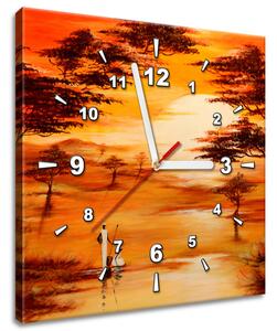 Obraz s hodinami Nádherná Afrika Rozmery: 40 x 40 cm