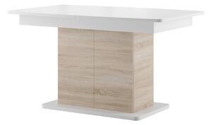 Rozkladací stĺpový jedálenský stôl SMART 03, dub sonoma/biela