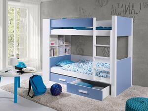 Poschodová posteľ Rebiko 80, Strana: pravá, Farby:: biela / modrý Mirjan24 5903211104336