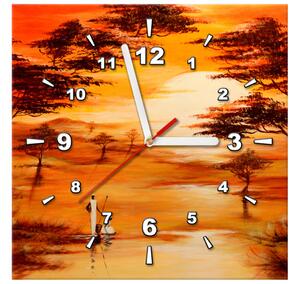 Obraz s hodinami Nádherná Afrika Rozmery: 40 x 40 cm
