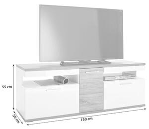 TV DIEL, biela, farby duba, 150/55/50 cm Livetastic - TV nábytok, Online Only