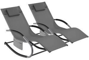 Záhradné lehátko Taya, ergonomické, hojdacia funkcia - šedá, Sada 2 ks