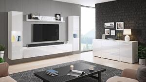 Obývačkový nábytok Bamisio II, Farby: biela / biely lesk, Osvetlenie: osvetlenie LED biele Mirjan24 5903211132124