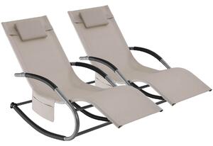 Záhradné lehátko Taya, ergonomické, hojdacia funkcia - béžová, Sada 2 ks