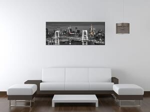Obraz s hodinami Most Tokyo Bay Rozmery: 100 x 40 cm