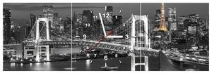 Obraz s hodinami Most Tokyo Bay - 3 dielny Rozmery: 80 x 40 cm