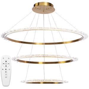 Toolight Toolight, LED krištáľové závesné svietidlo + diaľkové ovládanie APP1202-CP, zlatá, OSW-05480