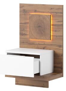 LIVIGNO ľavý nočný stolík s LED svetlami 68, dub wotan/biela