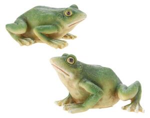 Záhradná figúrka z polistone Frog, sada 2ks, 5 cm, zelená