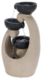 Záhradná fontána s osvetlením Teacup, 26x21x48 cm, polistone, béžová